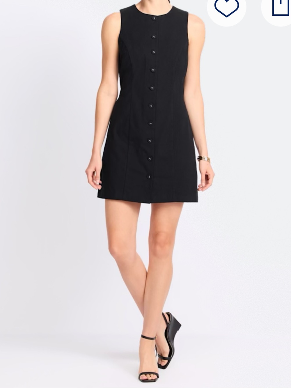 Classic Sleeveless Button-Front Mini Dress in Black
